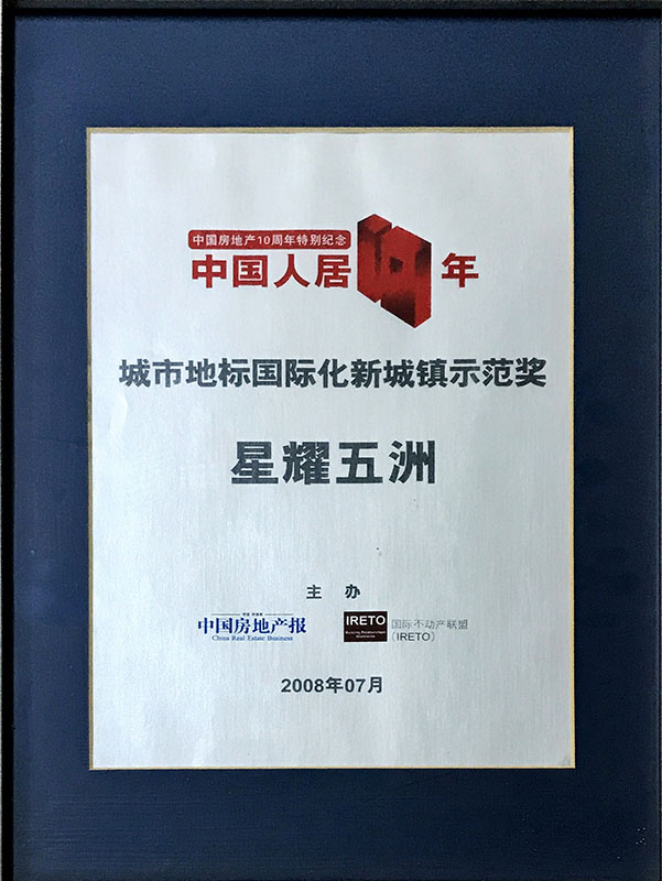 2008城市地标国际化新城镇示范奖